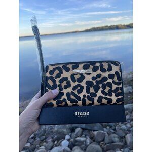 NEW in box DUNE LONDON leopard calf hair leather wallet wristlet zip around